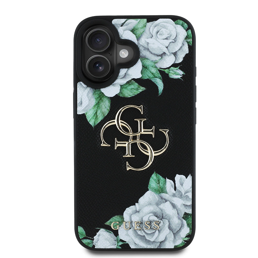 iPhone 16 Kılıf Guess Orjinal Lisanslı Gül Baskılı Büyük Metal Logo Dizaynlı Kılıf iPhone 16 Kılıf Guess Orjinal Lisanslı Gül Baskılı Büyük Metal Logo Dizaynlı Kılıf
